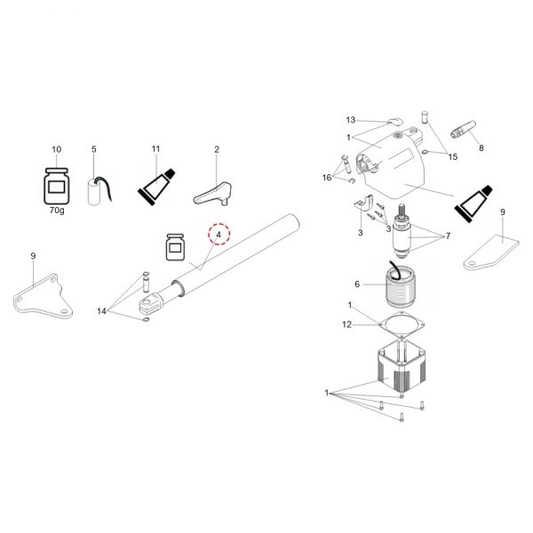 Tubo Completo 414 EURO BAT P Long Ricambio FAAC 63001588